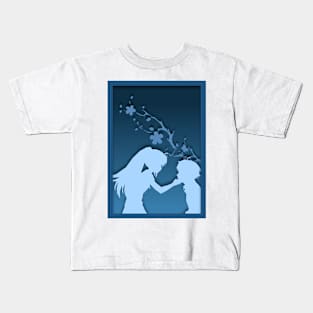 Romantic couple paper cut design at night Kids T-Shirt